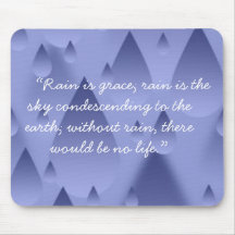 Baisses bleues de pluie avec la citation Mousepad  Tapis De Souris