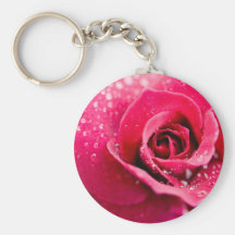 Baisses de rosée sur Keychain rose Porte-clefs