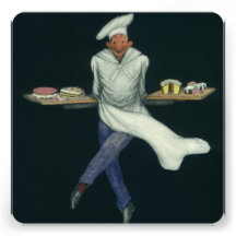 Baker vintage avec des pâtisseries et d'autres des bristols personnalisés