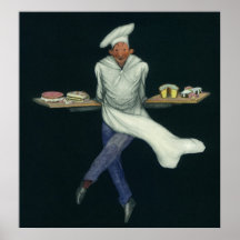Baker vintage avec des pâtisseries et d'autres des affiche