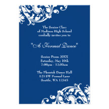 Bal d'étudiants de remous de Flourish de bleu roya Invitations Personnalisées