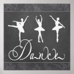 Ballet de motivation Paisley noir et blanc de dans Affiche