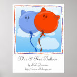 Ballon bleu et rouge posters