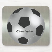 Ballon de football d'argent nommé personnalisable  tapis de souris