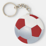 Ballon de football rouge et blanc Keychain Porte-clés