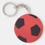 Ballon de football rouge et noir Keychain Porte-clés