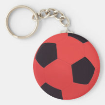 Ballon de football rouge et noir Keychain Porte-clés