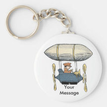 Ballon vintage de vol et automobile de propulseur porte-clef