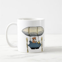 Ballon vintage de vol et automobile de propulseur tasse