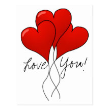Ballons de coeur de Valentine - carte postale