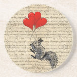 Ballons d'écureuil et de coeur dessous de verres