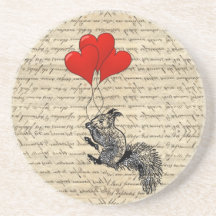 Ballons d'écureuil et de coeur dessous de verres