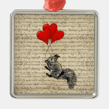 Ballons d'écureuil et de coeur ornements de noël