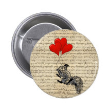 Ballons d'écureuil et de coeur pin's avec agrafe