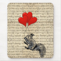 Ballons d'écureuil et de coeur tapis de souris