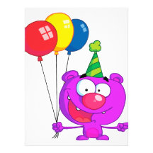 ballons pourpres d'ours de partie idiote de joyeux invitations