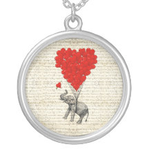 Ballons romantiques d'éléphant et de coeur collier