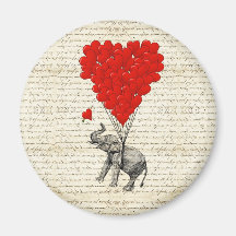Ballons romantiques d'éléphant et de coeur aimant pour réfrigérateur