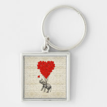 Ballons romantiques d'éléphant et de coeur porte-clefs