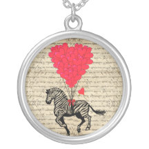 Ballons vintages drôles de zèbre et de coeur collier