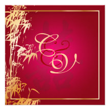 Bambou de PixDezines+doubles bonheur/Chinois Carton D'invitation