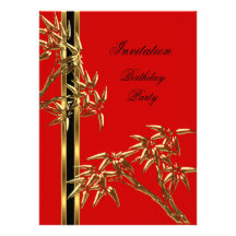 Bambou élégant d'Asiatique de fête d'anniversaire Invitations Personnalisables