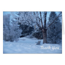 Banc de parc dans le Merci d'hiver Cartes De Vœux