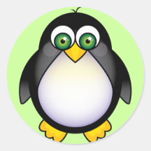 Bande dessinée aux yeux verts de pingouin adhésifs
