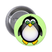 Bande dessinée aux yeux verts de pingouin badges