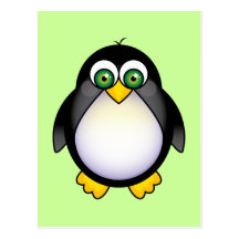 Bande dessinée aux yeux verts de pingouin carte postale