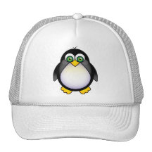 Bande dessinée aux yeux verts de pingouin casquettes