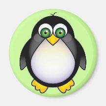 Bande dessinée aux yeux verts de pingouin magnets