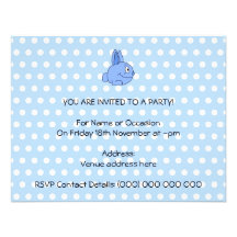 Bande dessinée bleue drôle de lapin cartons d'invitation personnalisés