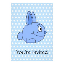 Bande dessinée bleue drôle de lapin invitations personnalisées
