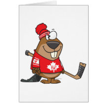 bande dessinée canadienne idiote de castor d'hocke cartes de vœux