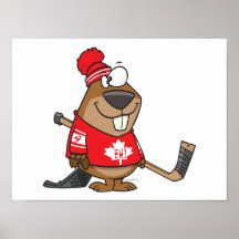 bande dessinée canadienne idiote de castor d'hocke poster
