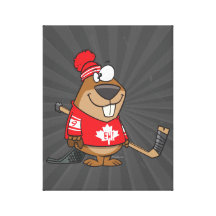 bande dessinée canadienne idiote de castor d'hocke toile tendue