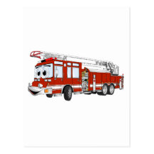 Bande dessinée de camion de pompiers de crochet et carte postale