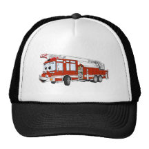 Bande dessinée de camion de pompiers de crochet et casquettes de camionneur