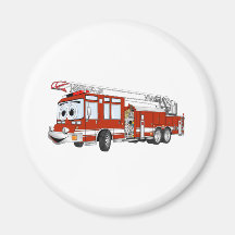 Bande dessinée de camion de pompiers de crochet et magnets pour réfrigérateur