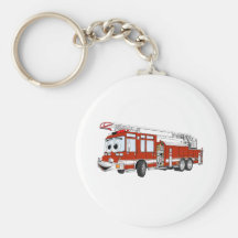 Bande dessinée de camion de pompiers de crochet et porte-clefs