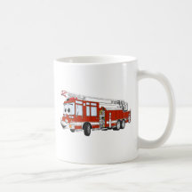 Bande dessinée de camion de pompiers de crochet et tasse