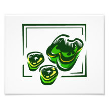 Bande dessinée de poivrons verts dans le carré de  impression photo