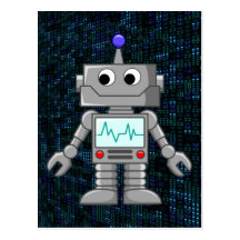 bande dessinée de robot carte postale