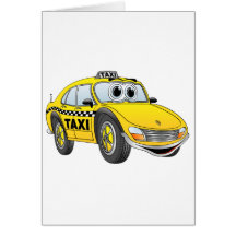 Bande dessinée de taxi de porte du jaune 4 cartes de vœux