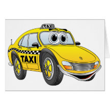 Bande dessinée de taxi de porte du jaune 4 carte de vœux