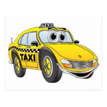 Bande dessinée de taxi de porte du jaune 4 cartes postales