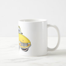 Bande dessinée de taxi de porte du jaune 4 mugs à café