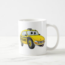 Bande dessinée de taxi de porte du jaune 4 mugs à café