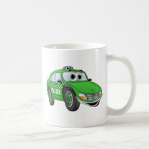 Bande dessinée de taxi de porte du vert 4 mug à café